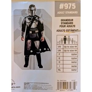 Star Wars Mandalorian Costume Adult Standard Mask NWT Men Halloween up to sz 44
